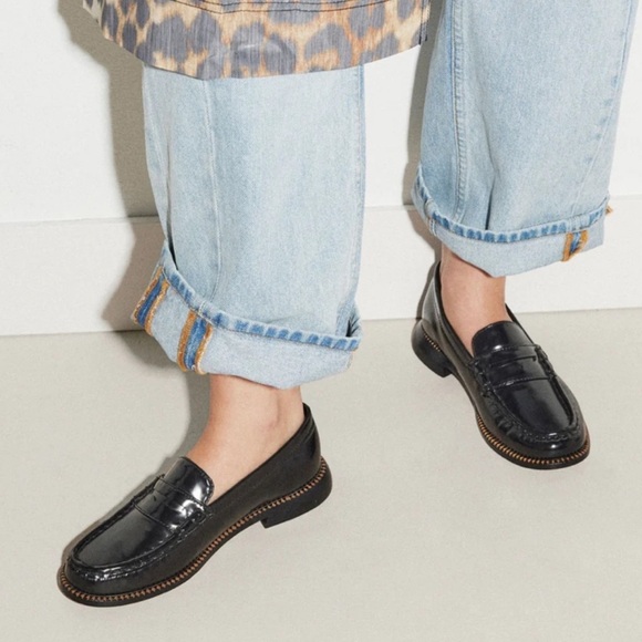 Freda Salvador Shoes - Freda Salvador Navy Patent Leather Elba Loafers